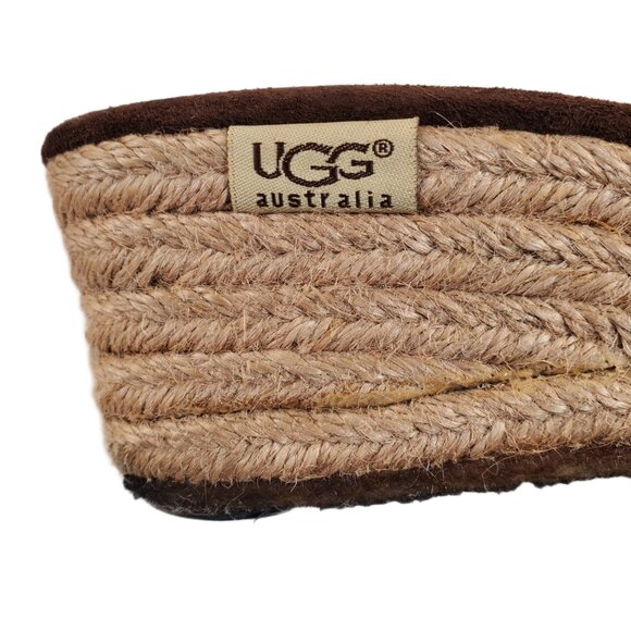 UGG Palma Espadrille 1655 Chestnut Suede Wedge Mule Clogs Women's Size US 8 - Picture 7 of 9
